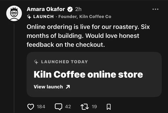 A launch post in the Upfolk feed